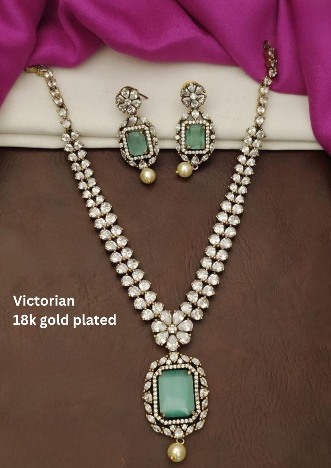 Victorian Gold Plated Necklace With Earrings