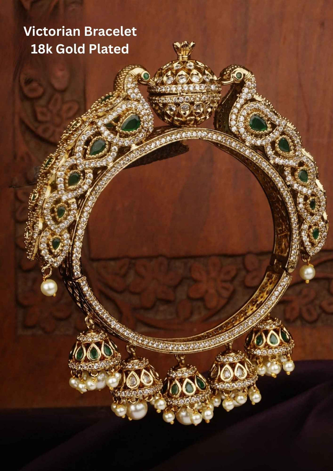 Victorian Gold Plated mehndi openable kada (bracelet)