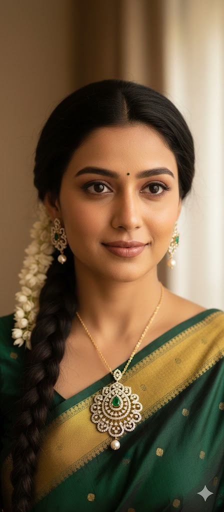 Pure Zirconian Diamond Gold Plated Pendant with Earrings c105020