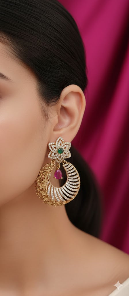 Pure Zirconian Diamond Gold Plated Earrings g 10750