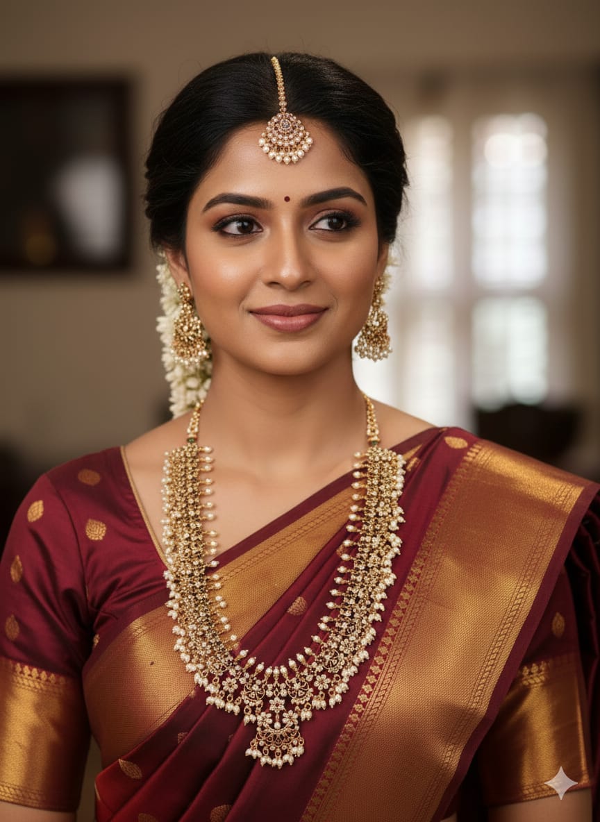 Kundan Gold Plated Guttapusalu Rice Beads Haram(Necklace) With Earrings c1025020