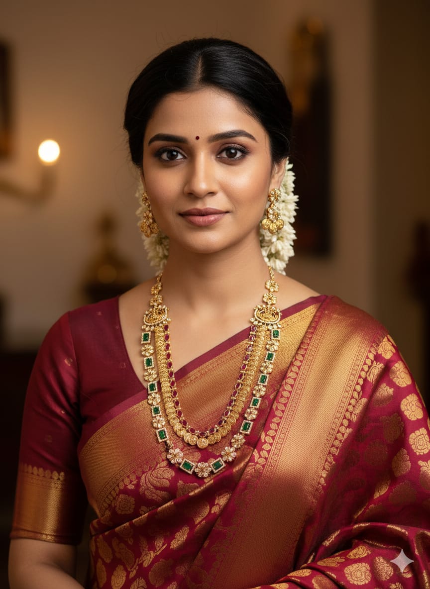 Kundan Gold Plated Temple 2 Layer Lakshmi Necklace With Earrings c1023020