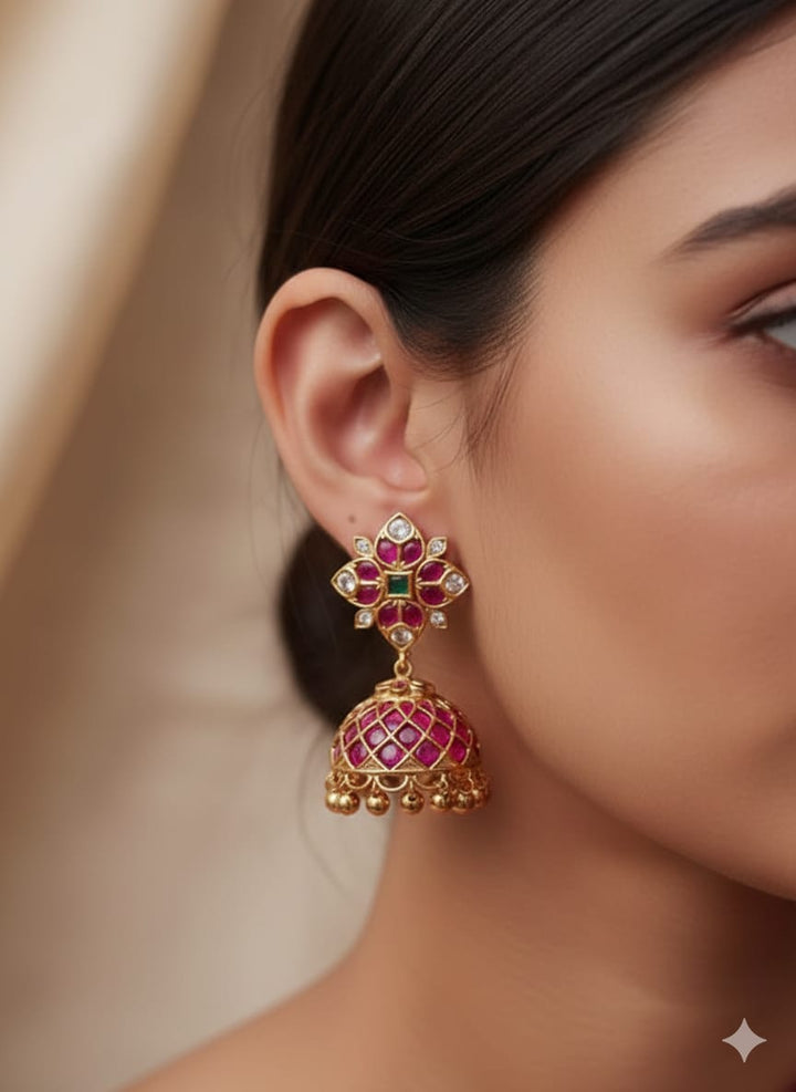 Kundan Gold Plated Jhumkas g 10780