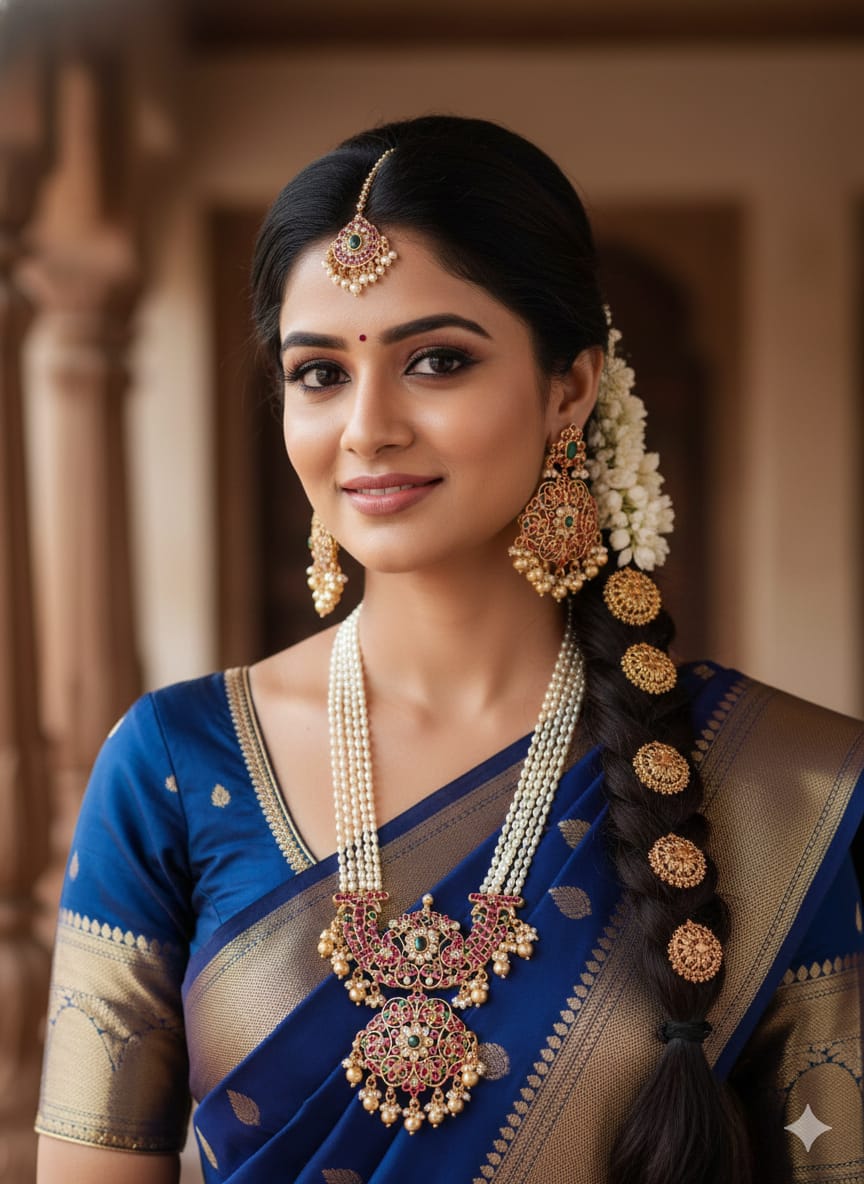 Jadau Kundan with Rice Beads Gold Plated Haram (Necklace) With Earrings g102150