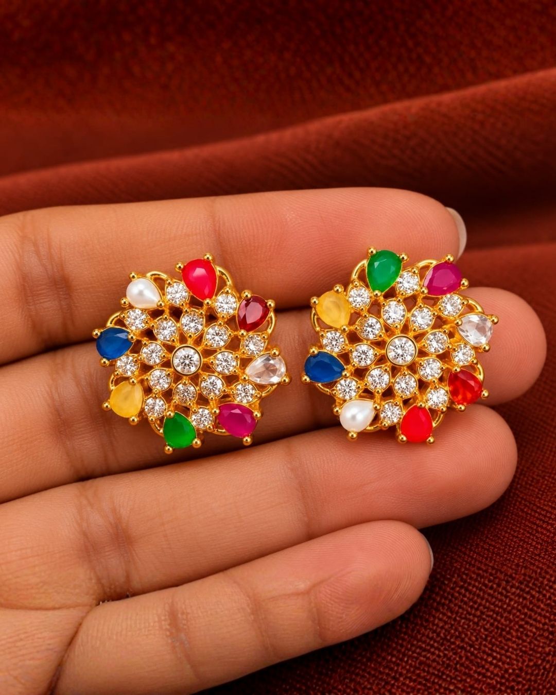 Gold Plated Pearl Stud Earrings