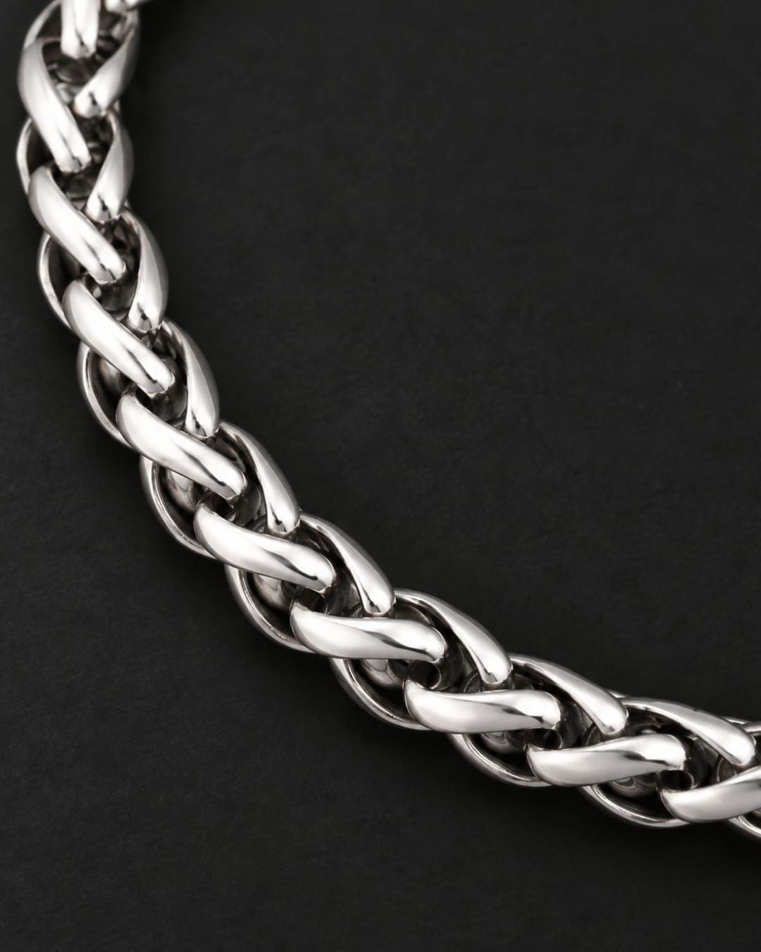 Silver Plated Men’s Bracelet with Braided Chain Design