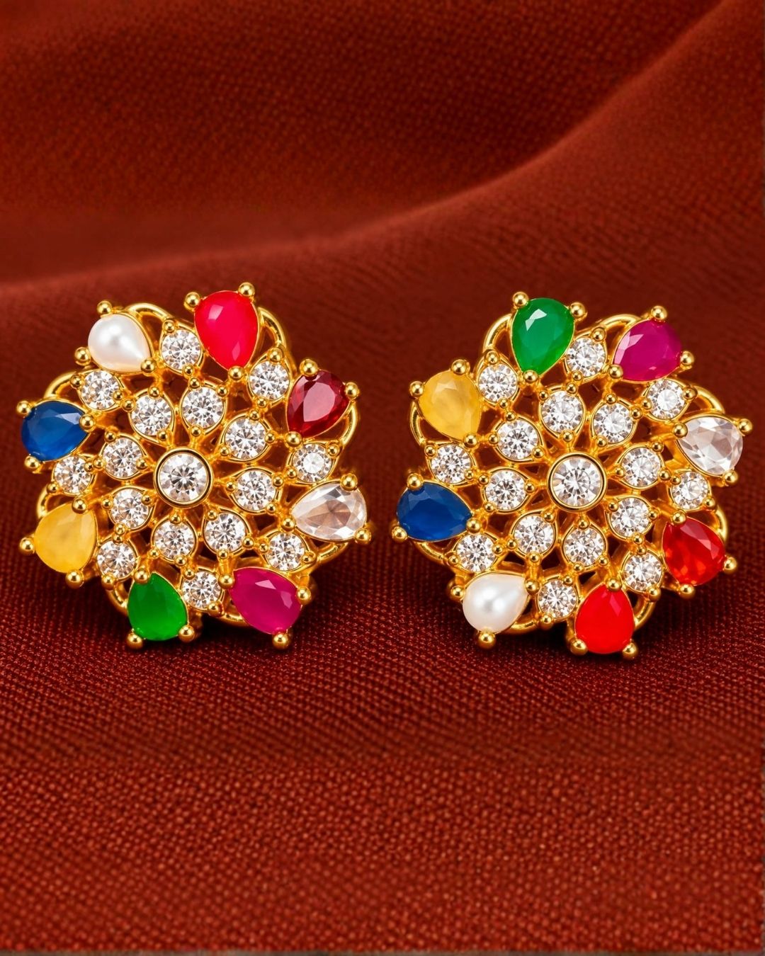 Gold Plated Pearl Stud Earrings