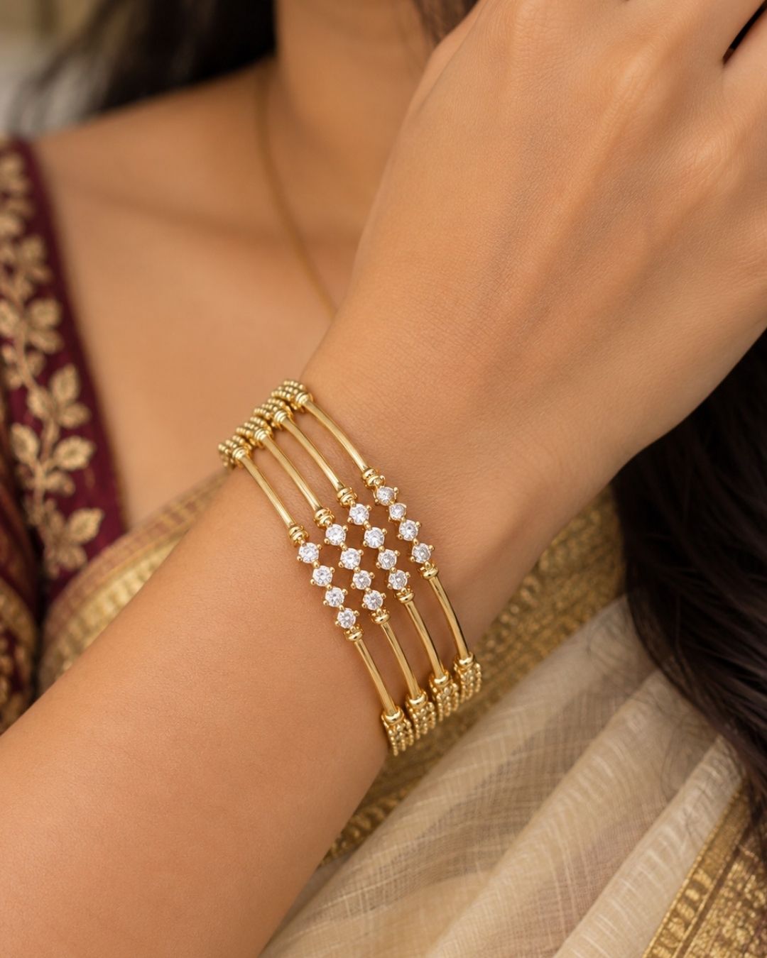 Pure Zirconian Diamond Bangles (set of 4)