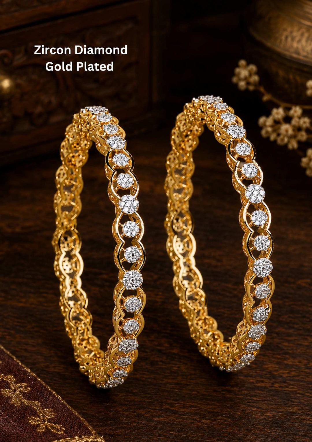 Gold-plated zircon diamond bangles 