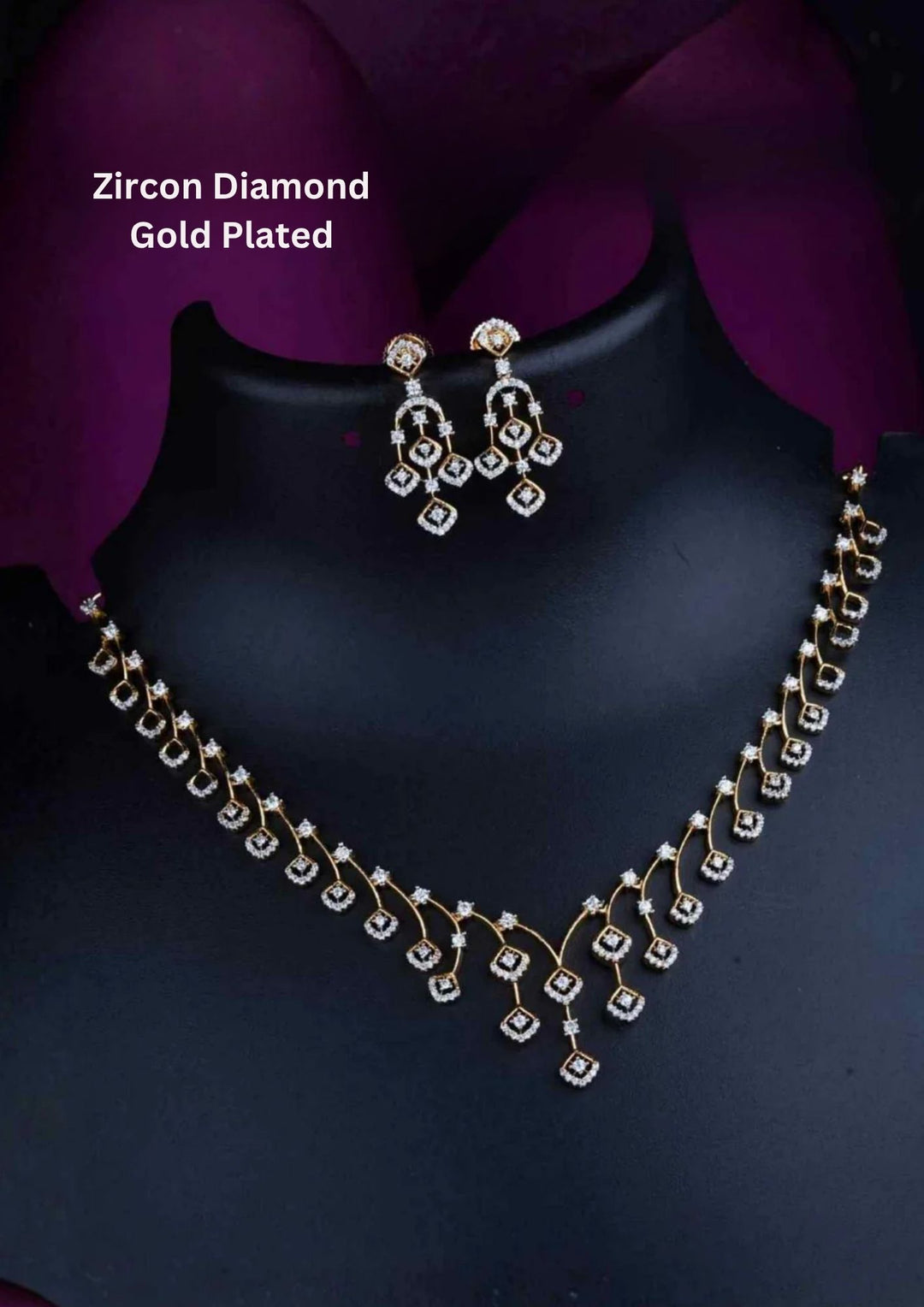 Pure Zirconian Diamond Gold Plated Round Studs featuring classic round stud design, zirconia stone detailing, premium gold plated finish, lightweight, sweat resistant coating, anti-tarnish polish, and skin-friendly wear suitable for office wear, festivals, wedding wear and simple look.