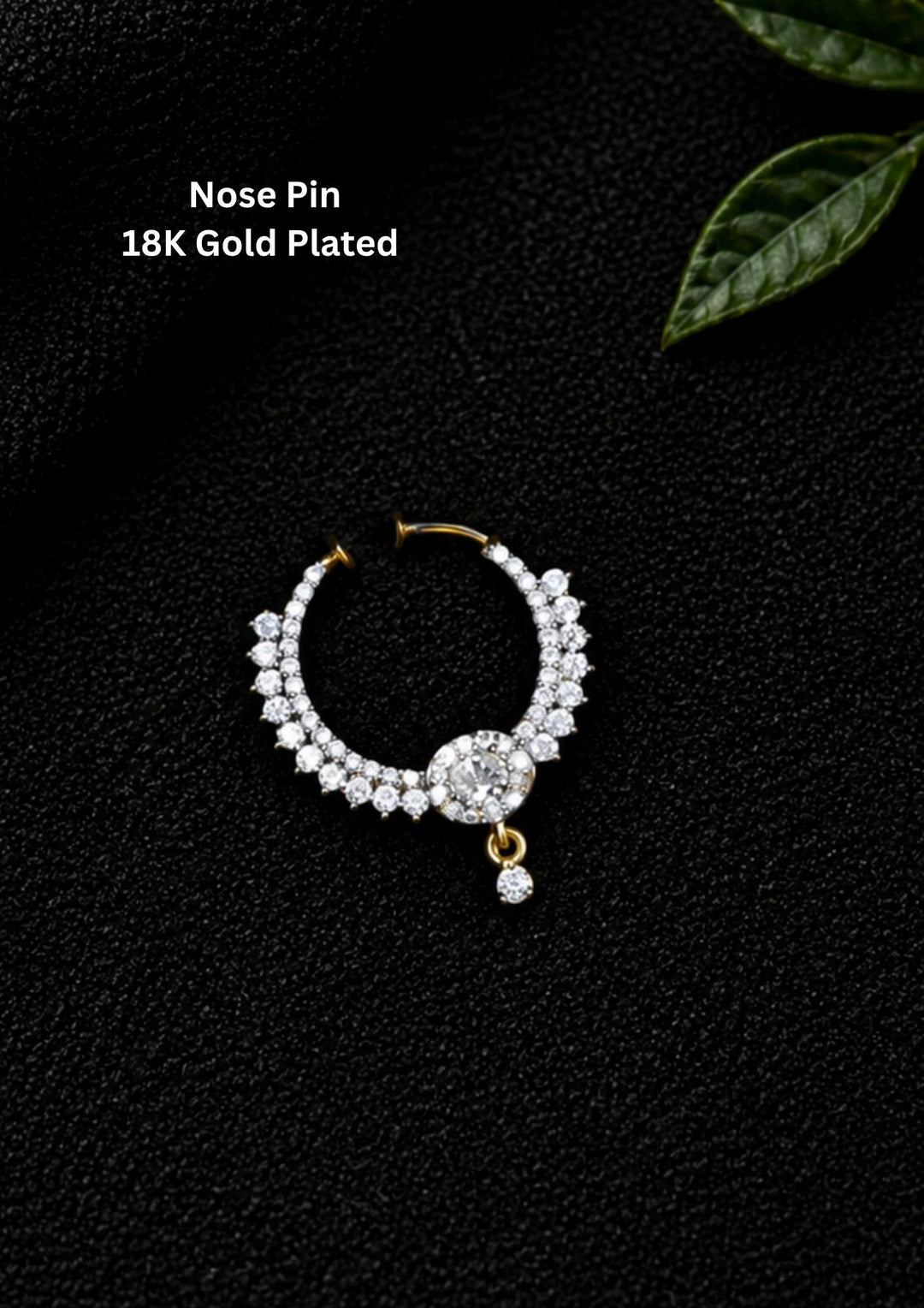 Zircon Diamond Gold Plated Pressing Nose Pin for women it is tradition and also in image shown clearly how it looks and can use or bridals , weeding's 