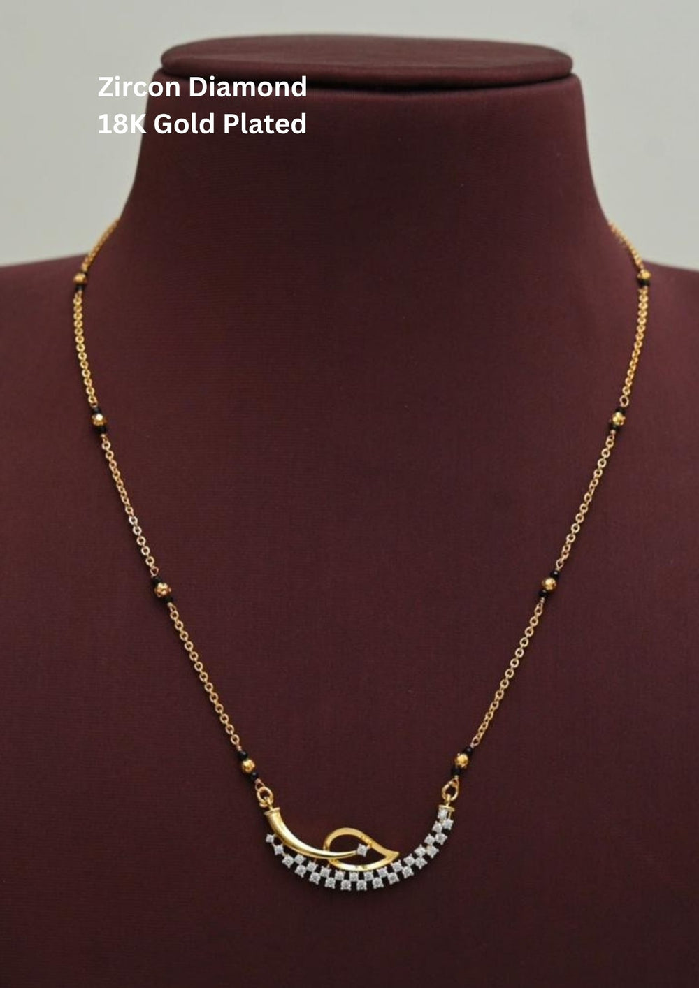Gold plate zircon diamond Mangalsutra  antitarnish Skin friendy ideal of Party wear 