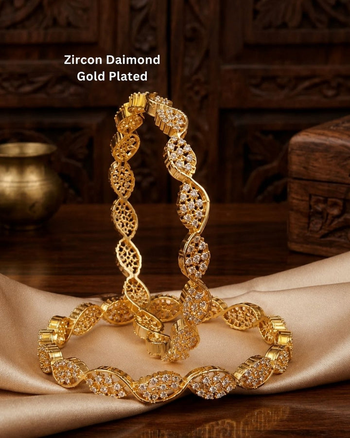 Beautiful zircon diamond gold plated necklace set featuring an elegant repeating leaf pattern, intricate detailing, and sparkling stones. Perfect for festive occasions, parties, traditional wear, and gifting.