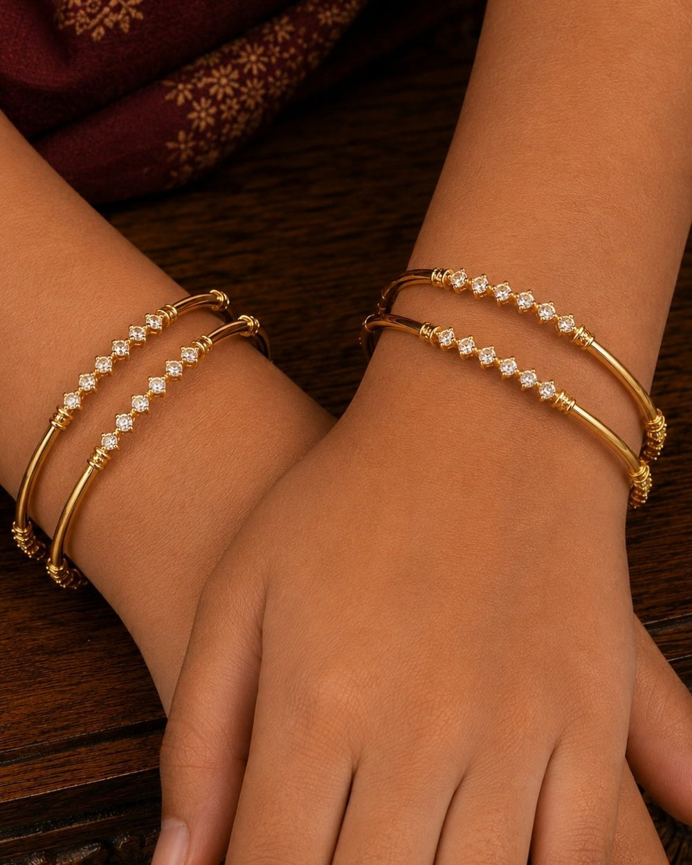 Pure Zirconian Diamond Bangles (set of 4)