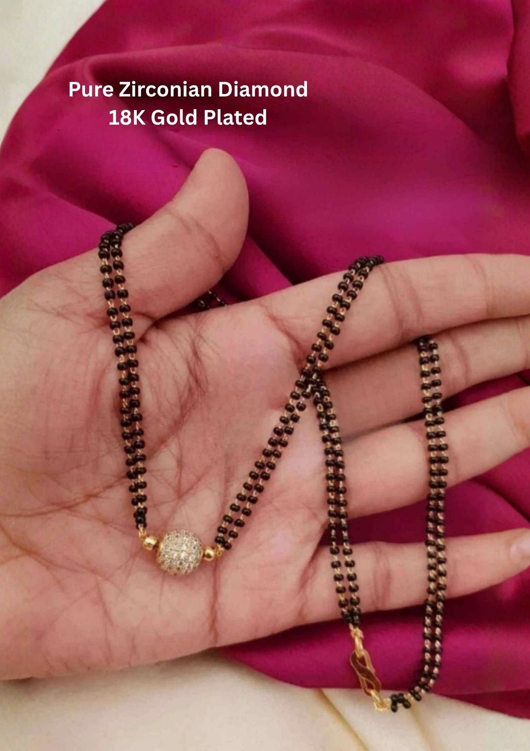  Zirconian Diamond Studed Ball Shape Pendant Gold Plated Mangalsutra
