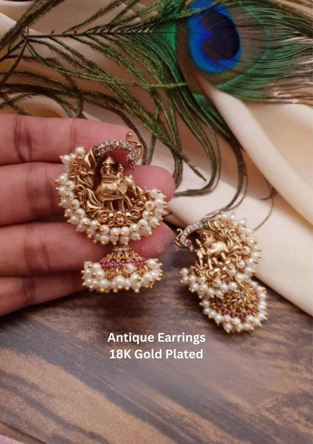 Antique gold-plated earrings