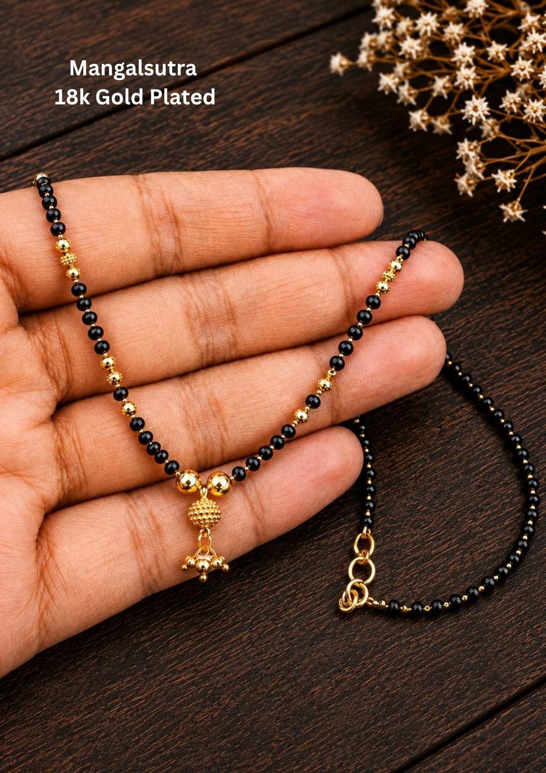 daily wear 18k gold plated American diamond mangalsutra set. The skin-friendly, anti-fade light mangalsutra chain and stud earrings offer a minimalist traditional look that pairs perfectly with modern western formal shirts, daily wear kurtis, and festive outfits.
