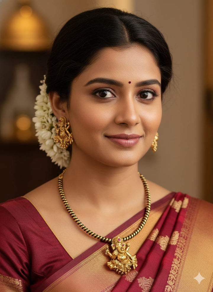 women wearing this lord ganesha choker set