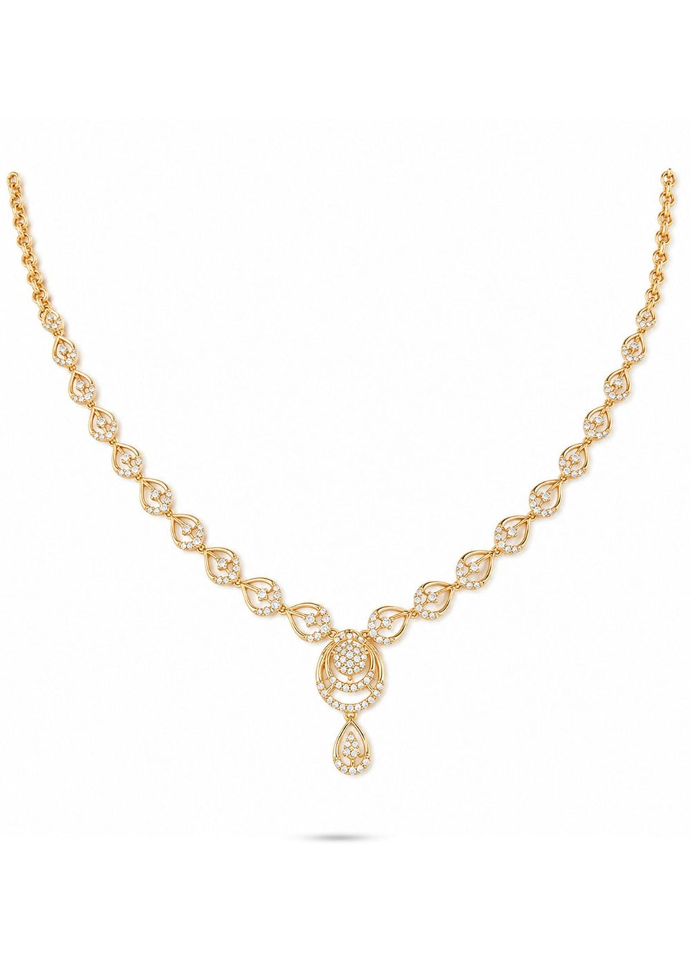 Gold plated necklace with a teardrop pendant