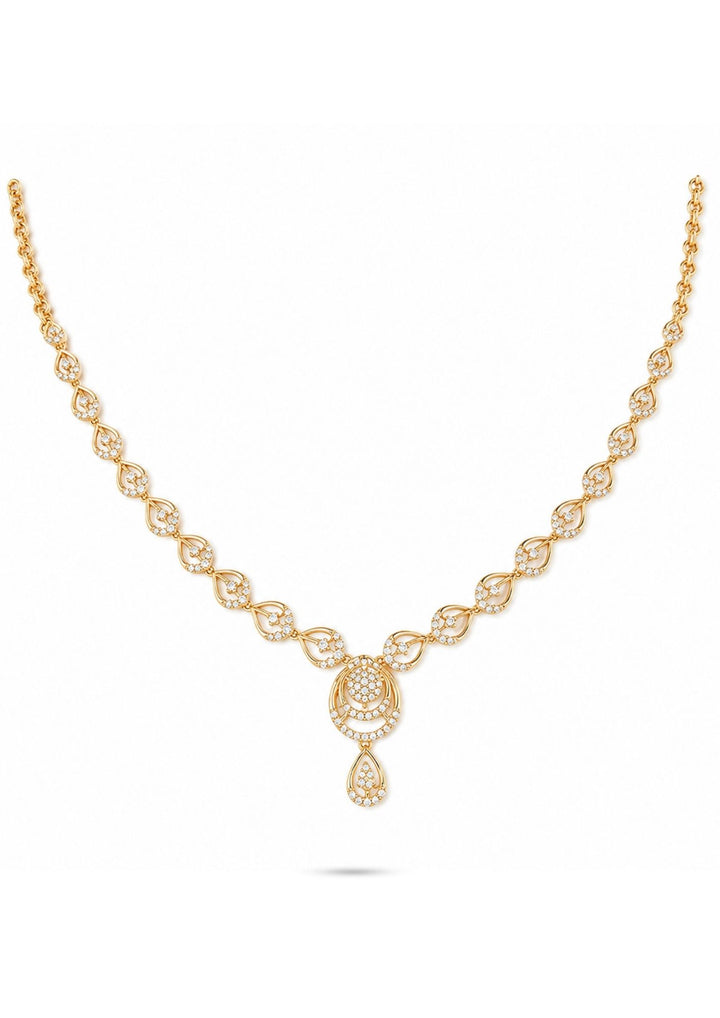 Gold plated necklace with a teardrop pendant