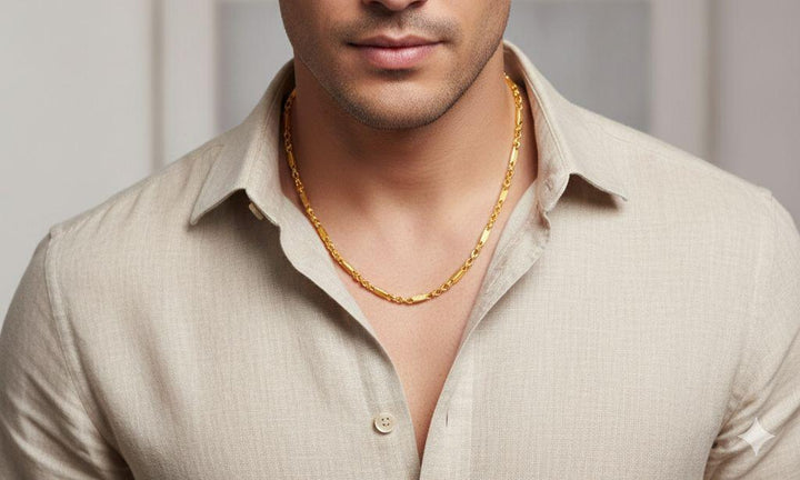 Mens (Gents) Gold Plated Chain With Rectangle Links zev25