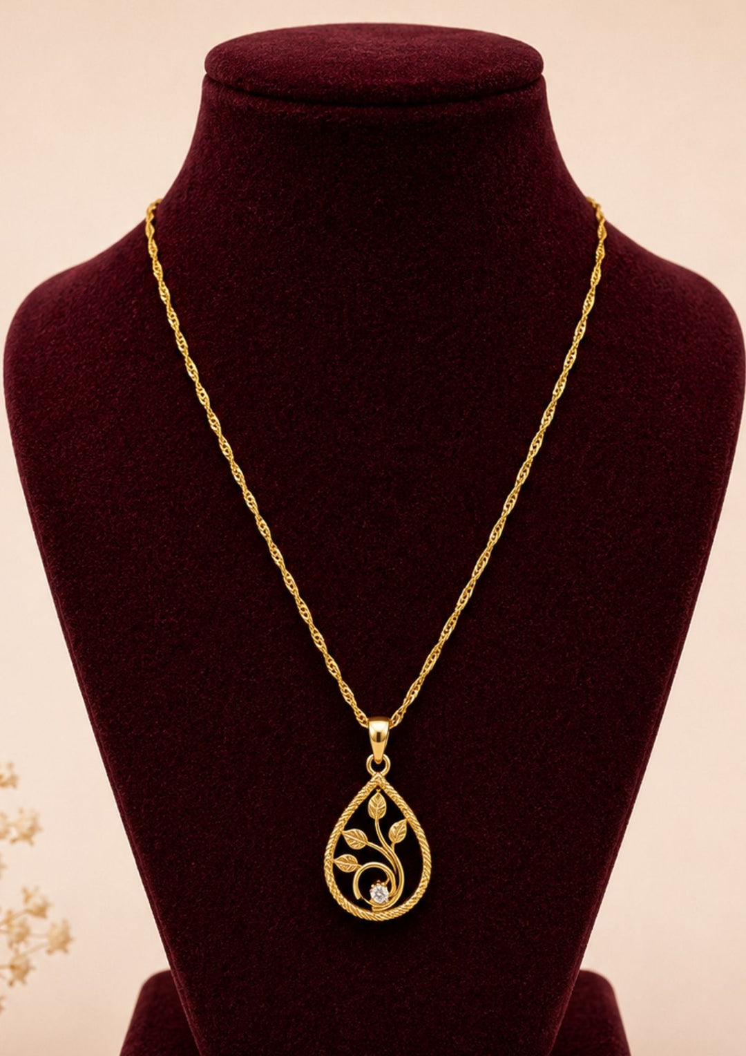18K Gold Plated Tear Drop Leaf Pendant