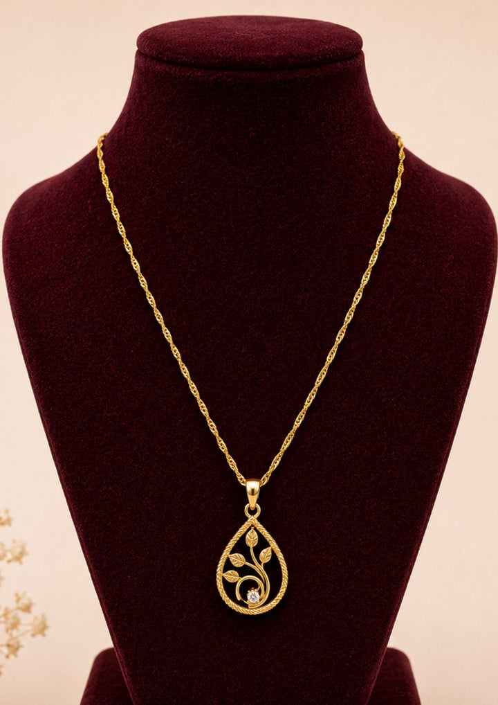 18K Gold Plated Tear Drop Leaf Pendant