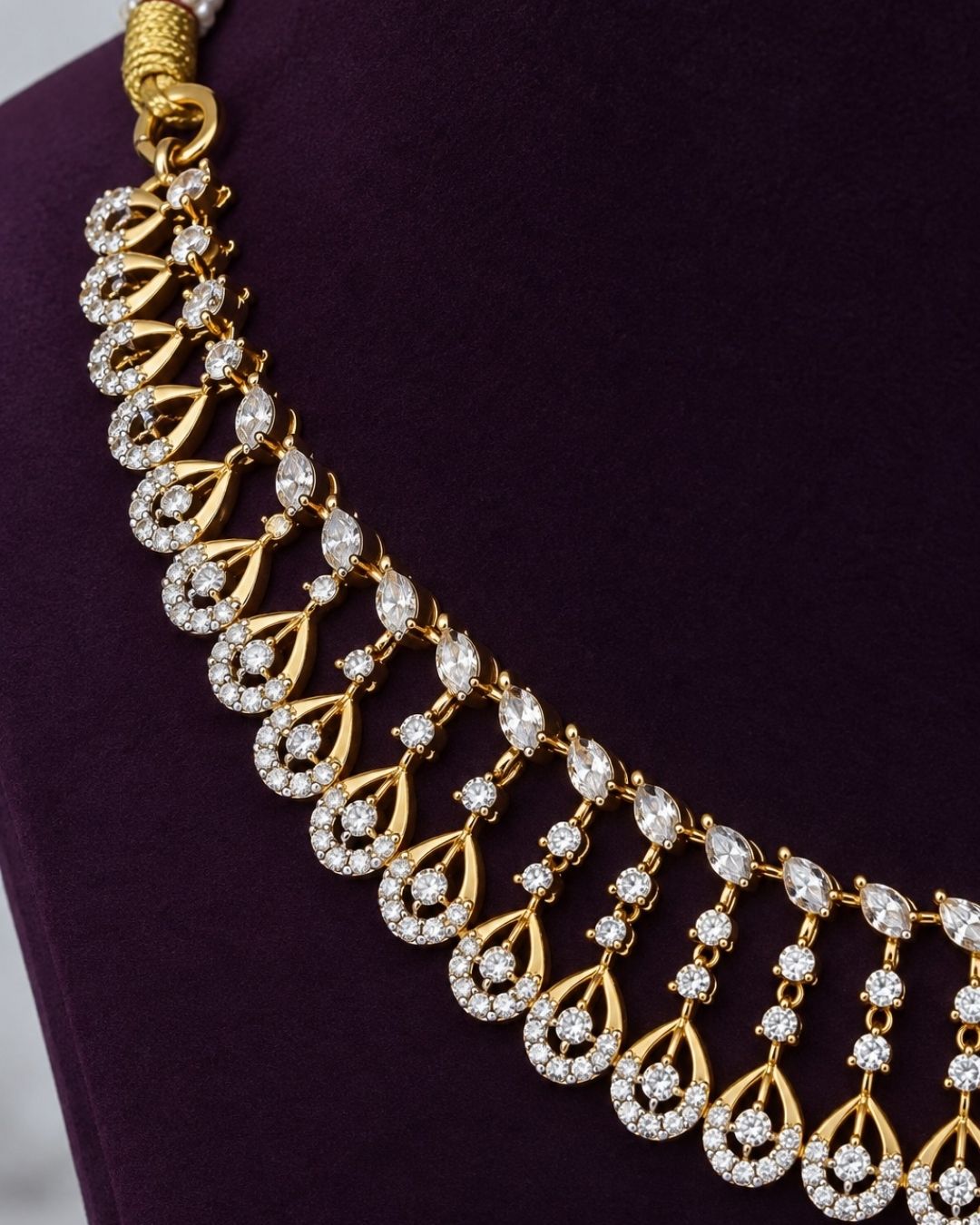 Zircon Diamond Gold Plated Dazzling Necklace Set r101375
