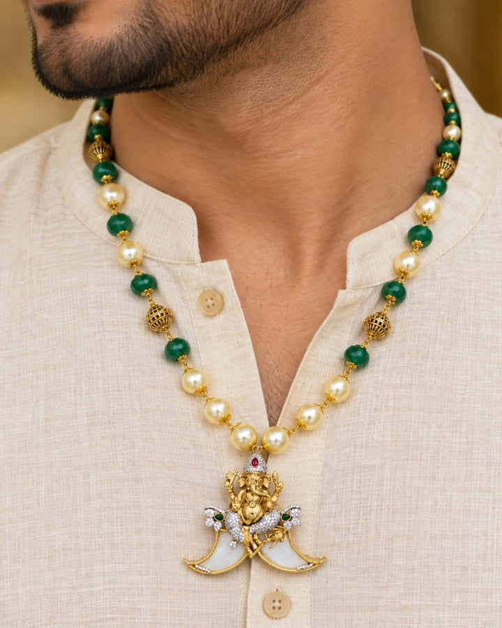 Kundan Gold Plated Temple Ganesha Necklace