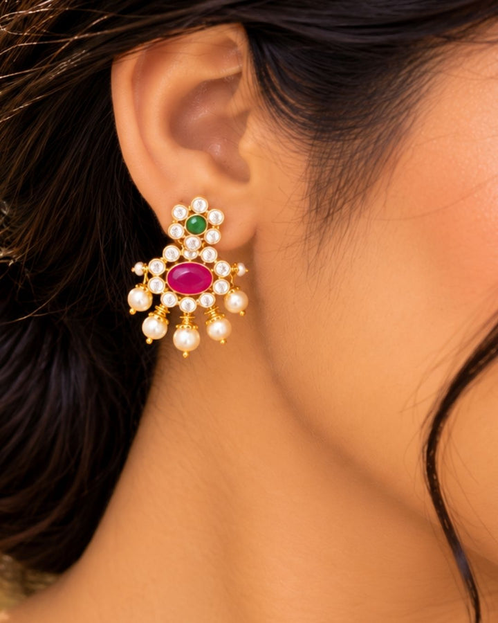 Gold plated Beaded Necklace With Earrings