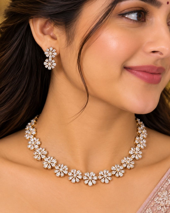 Pure Zirconian Diamond Necklace with Earrings