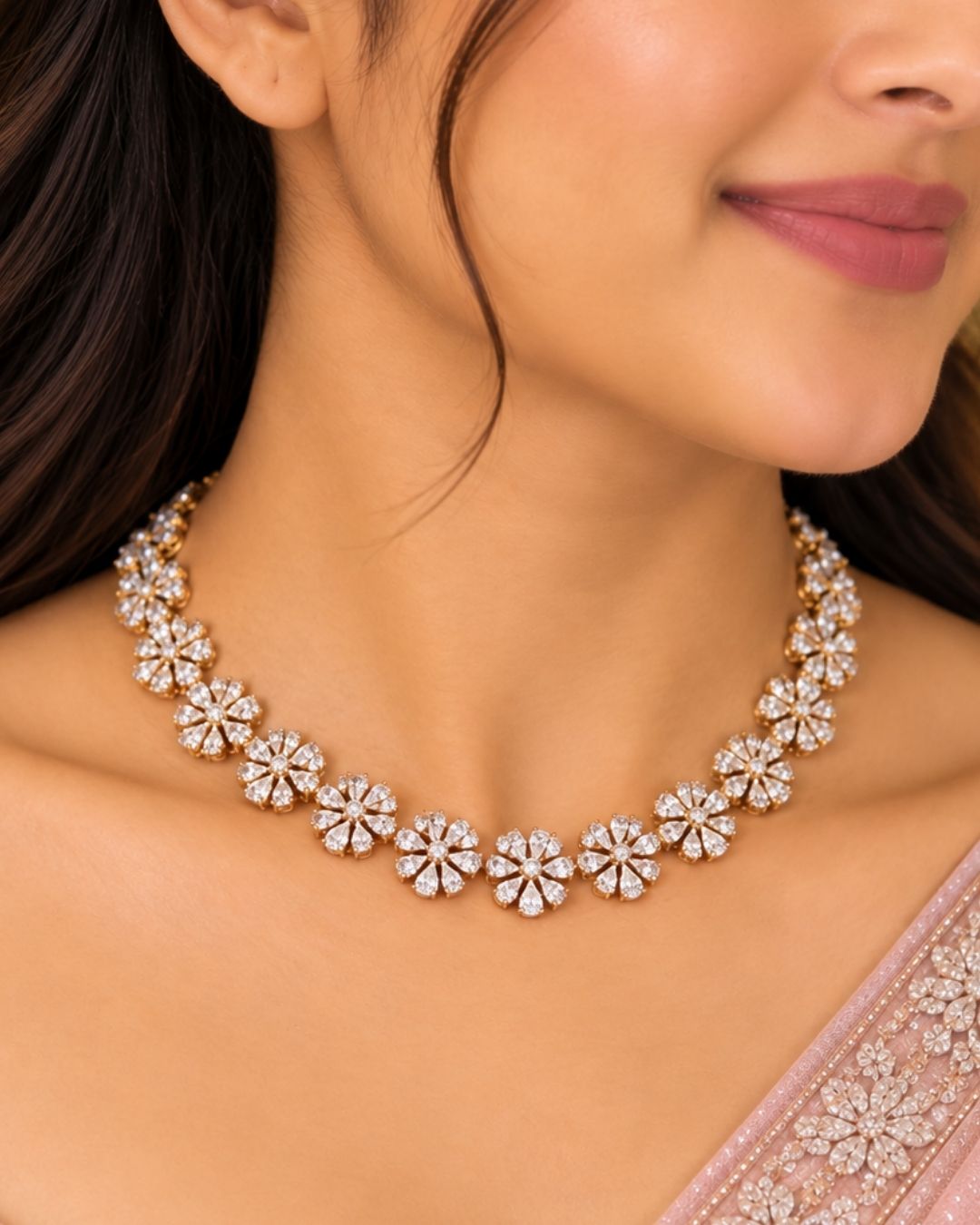 Pure Zirconian Diamond Necklace with Earrings