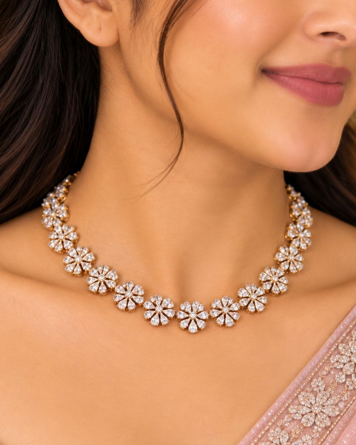 Pure Zirconian Diamond Necklace with Earrings