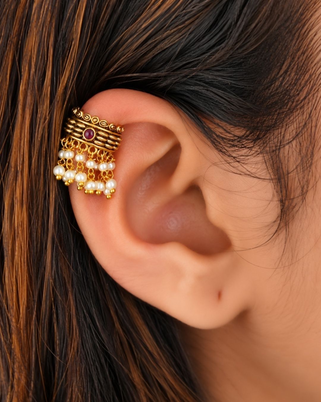 Gold Plated Antique Beads Bugadi