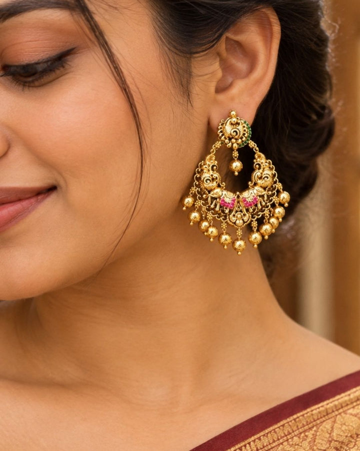 Kundan Gold plated Hoop Earrings