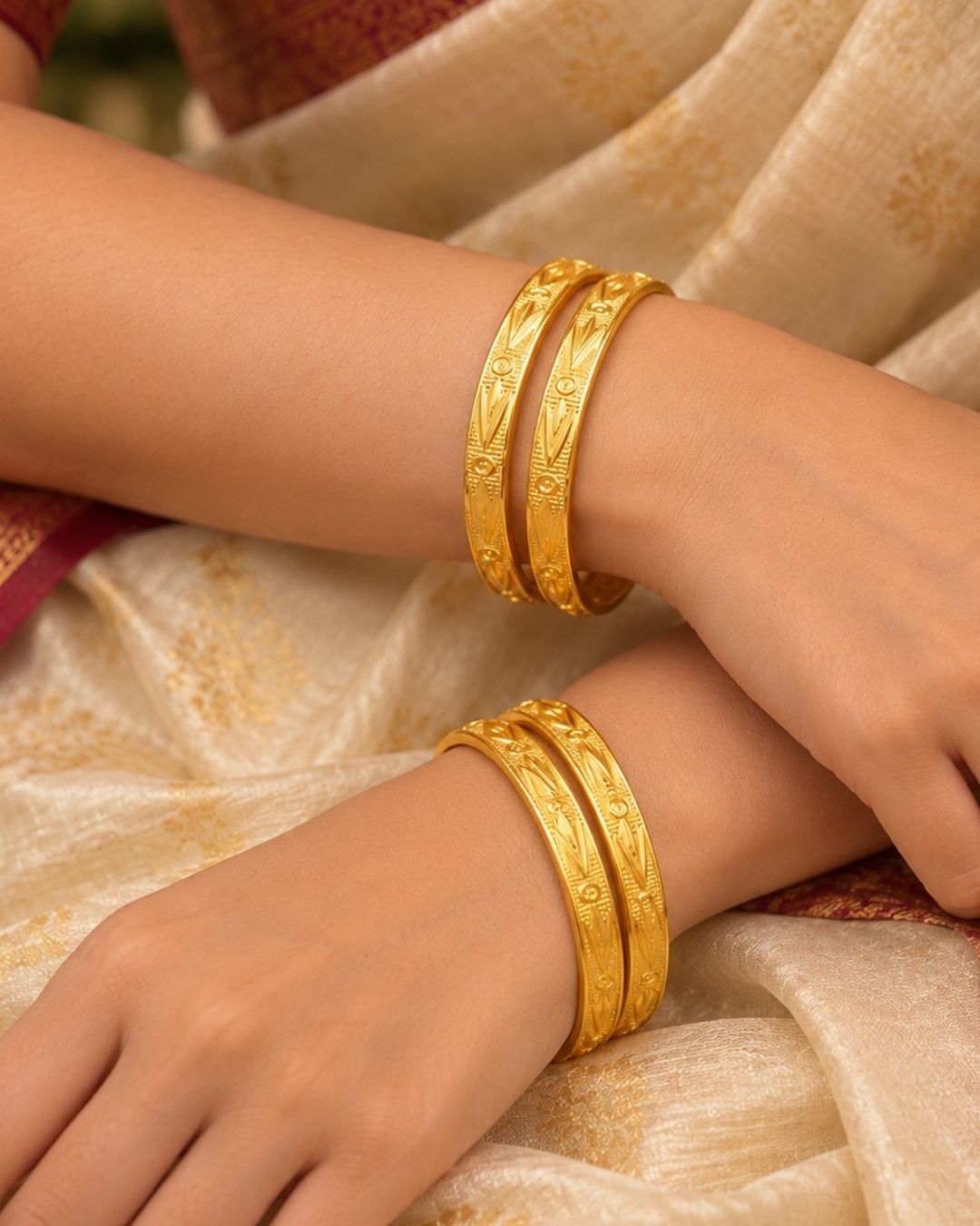 18K Gold Plated Traditional Heritage Bangles (Set of 4 )