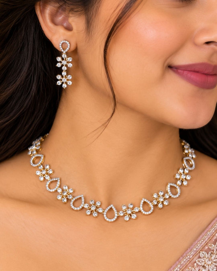 Pure Zirconian Diamond Necklace With Earrings c107020