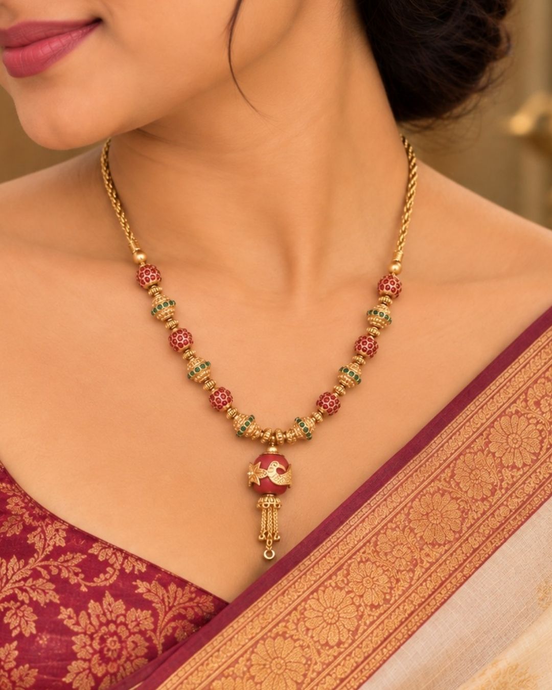 Jadau Kundan Gold Plated Antique Necklace