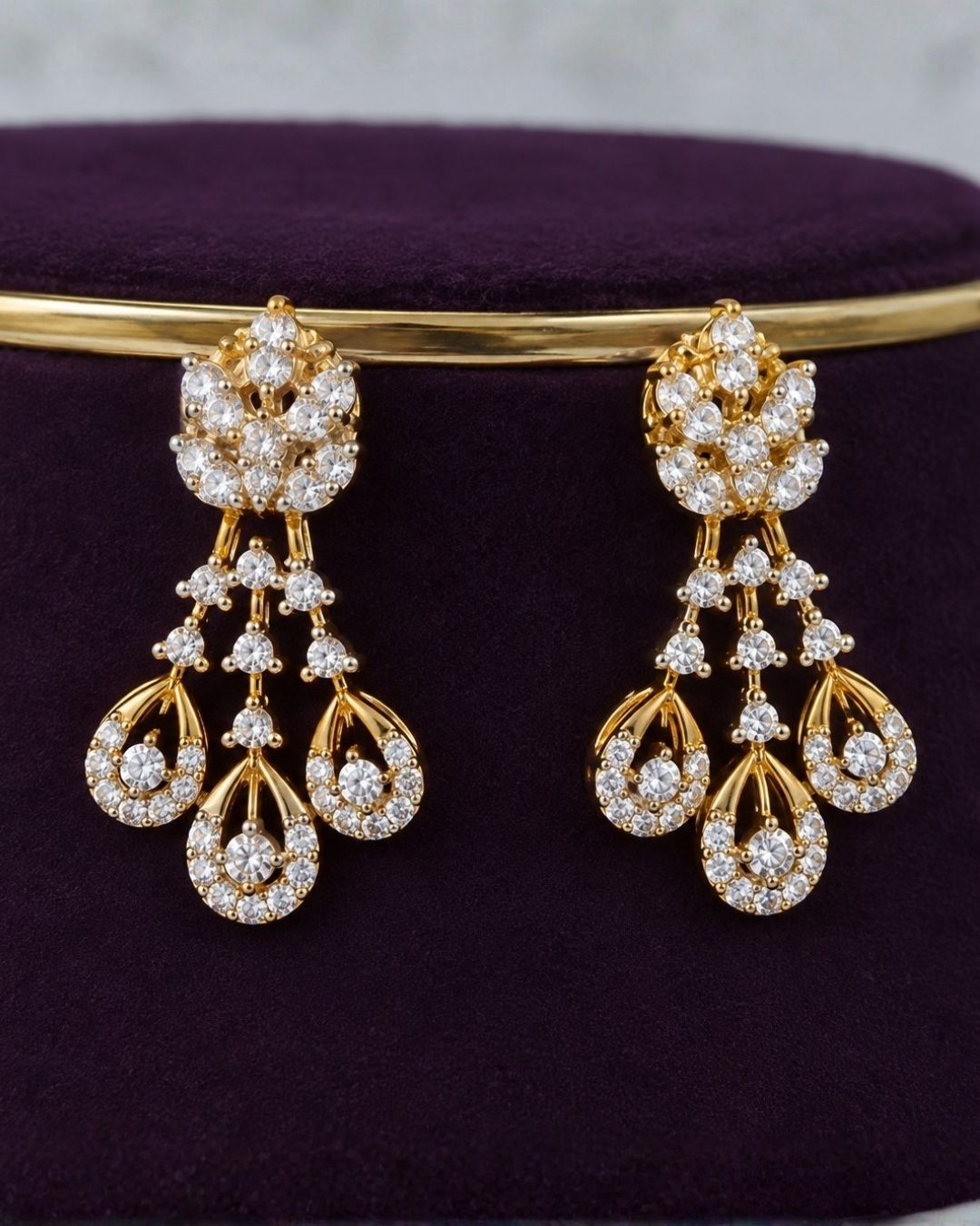 Zircon Diamond Gold Plated Dazzling Necklace Set r101375