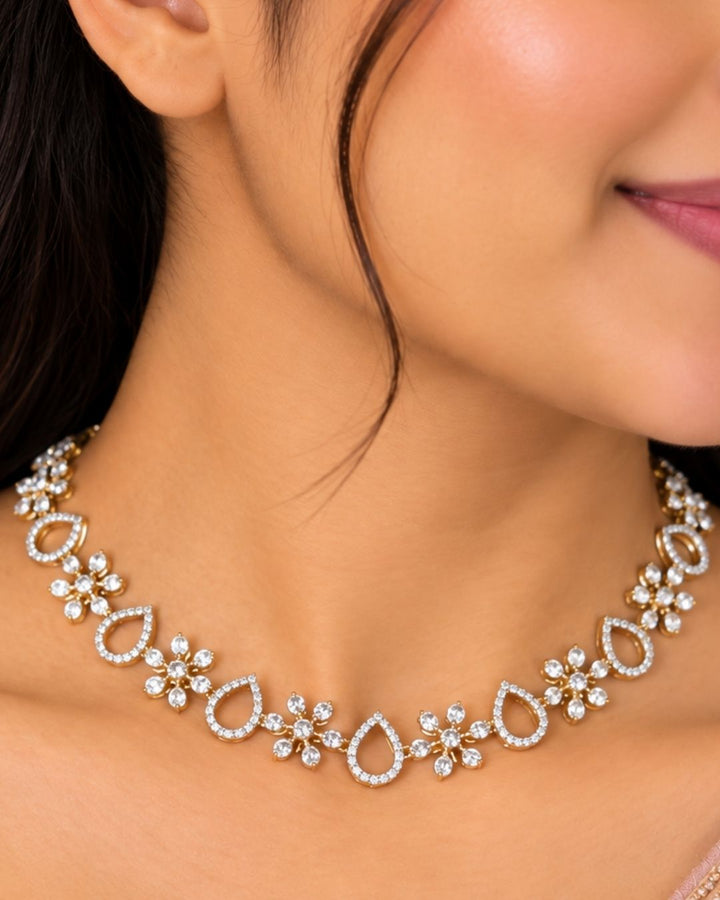 Pure Zirconian Diamond Necklace With Earrings c107020