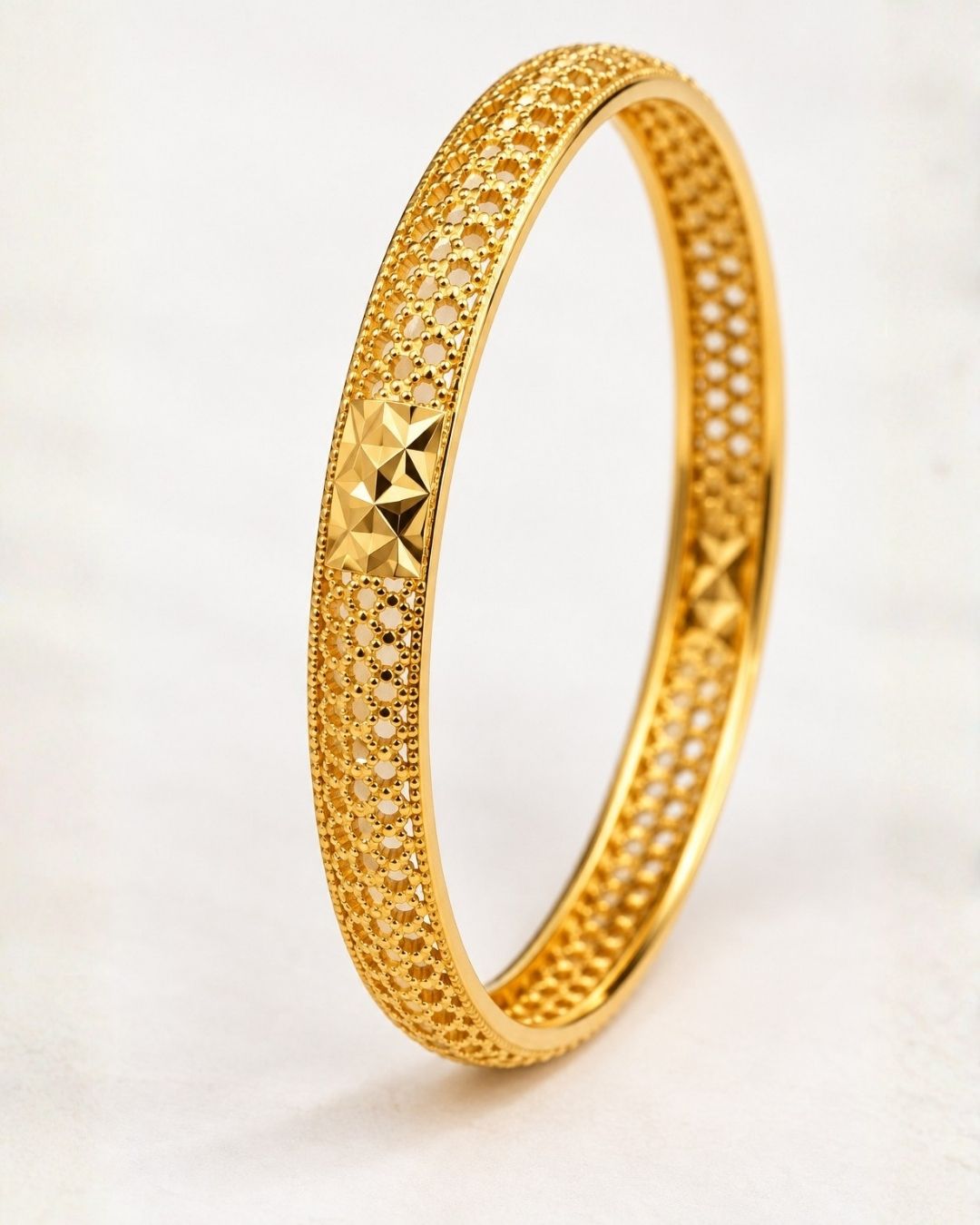 18k Gold Plated Traditional Jali Work Bangles (Set of 2)