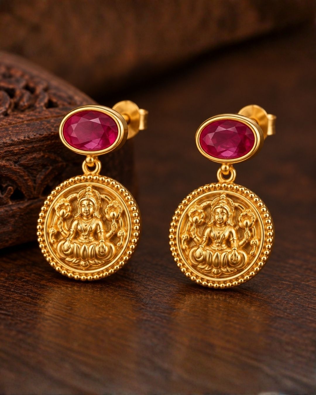 Kundan Gold Plated Navaratna Gemstones Lakshmi Coin Temple Mangalsutra