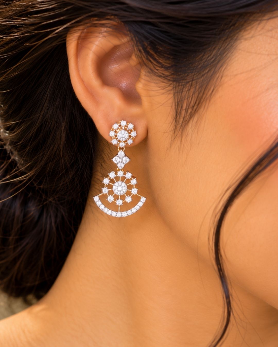 Pure Zirconian Diamond Gold Plated Necklace With Earrings r101120