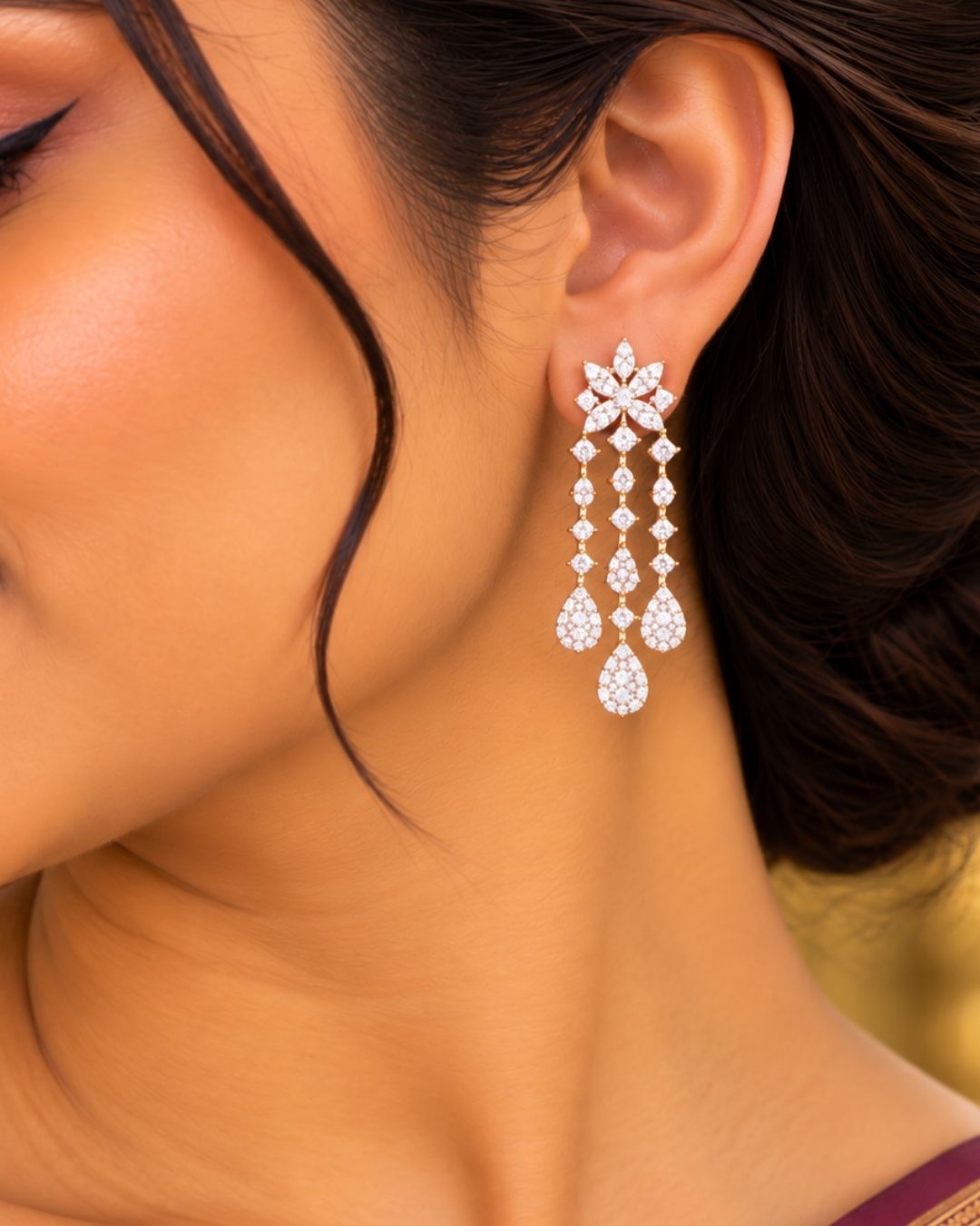 Pure Zirconian Diamond Necklace With Earrings