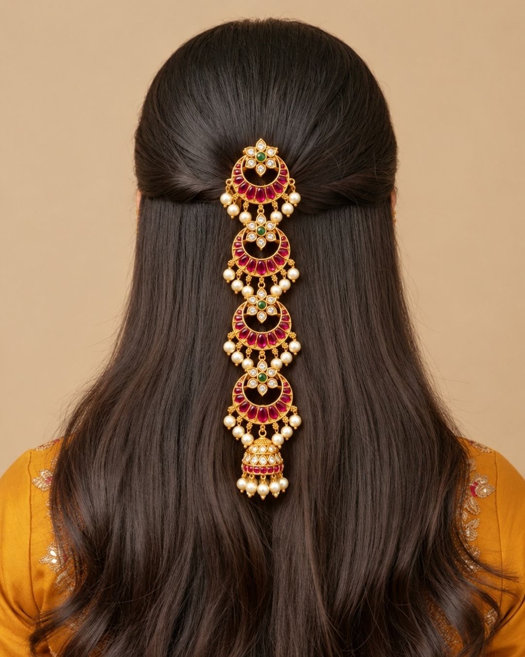 Jadau Kundan Gold Plated Hair Accessories ss41