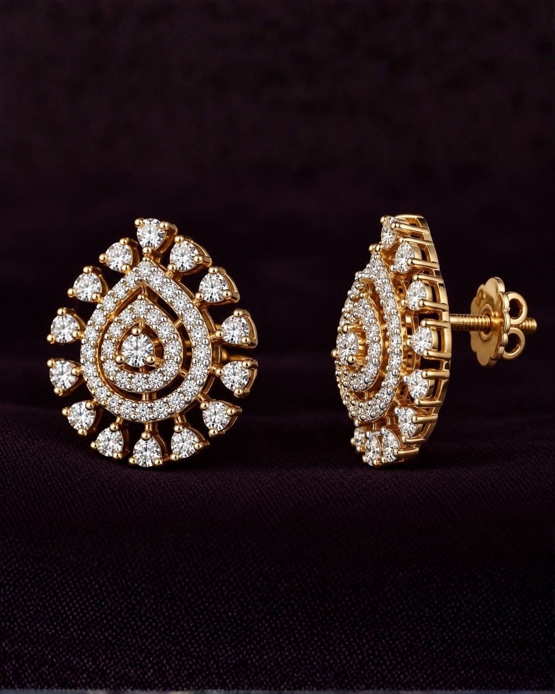 Zirconi Diamond Gold Plated Exquisite Earrings