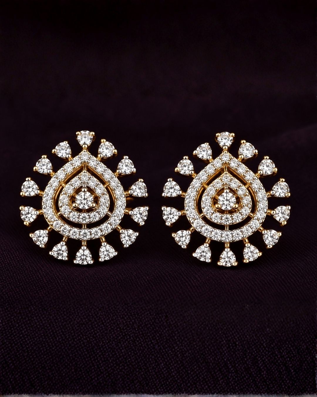 Zirconi Diamond Gold Plated Exquisite Earrings