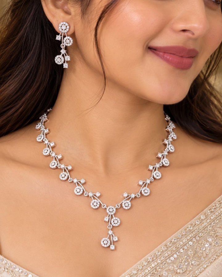 Pure Zirconian Diamond Gold Plated  Necklace with Earrings g 10750