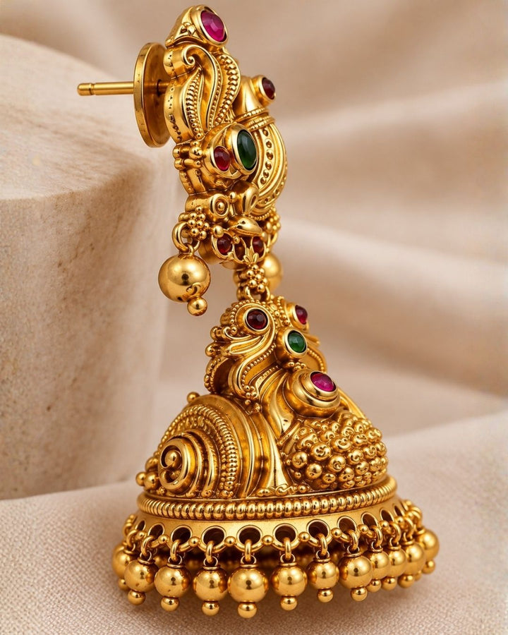 Jadau Kundan Gold Plated Antique Jhumkas