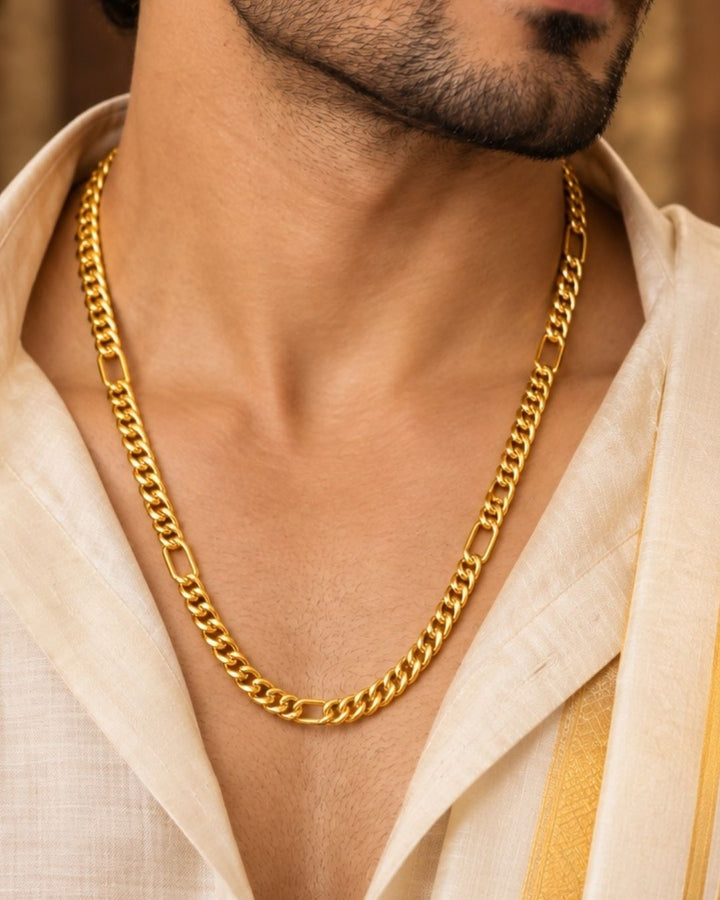 18k Gold Plated Figaro Link Men&